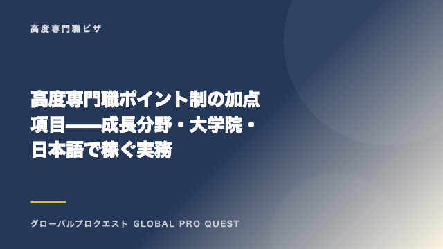 高度専門職ポイント制の加点項目——成長分野・大学院・日本語で稼ぐ実務 eBook表紙